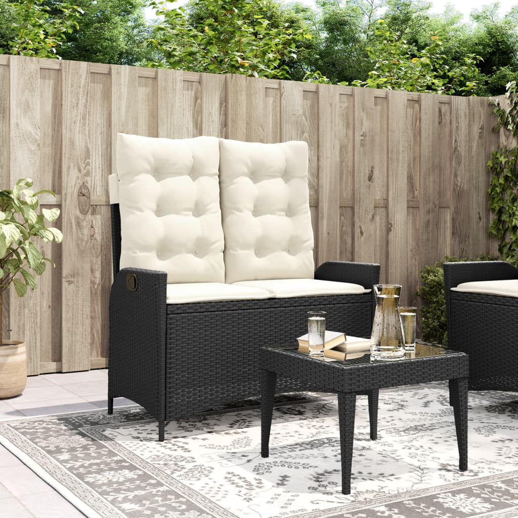 Vidaxl Gartenbank Verstellbar Mit Kissen Beige Poly Rattan