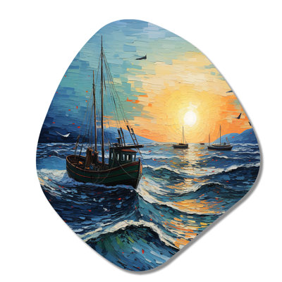 Vangogh paysage marin avec pêche III - art mural asymétrique en forme de nébuleuse Vangogh