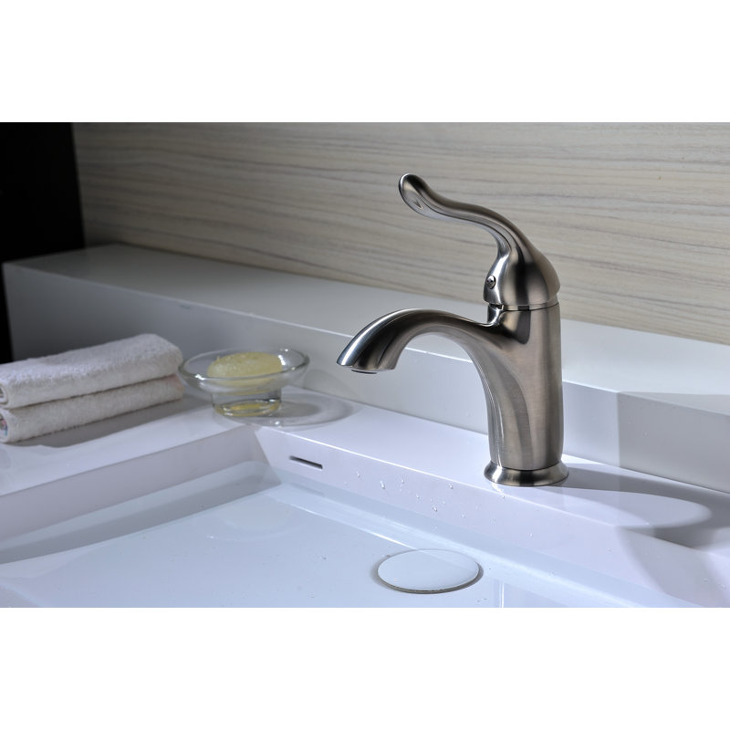 Arc Single-handle Bathroom Faucet with Drain Assembly, Brushed Nickel