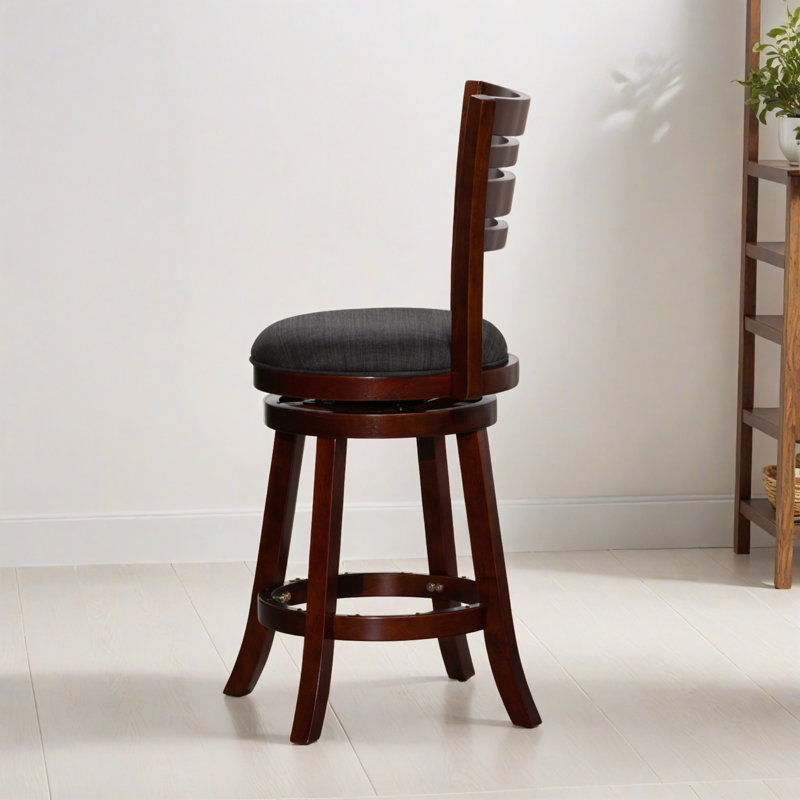 Tabouret de bar pivotant à hauteur de comptoir 24,02 po (ensemble de 1), Cerisier, Gris anthracite
