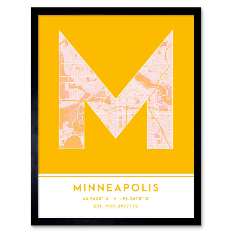 Minneapolis Minnesota United States City Map - Single Picture Frame Typography