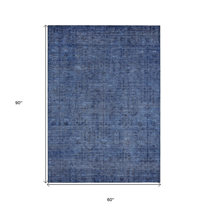 Tapis intérieur / extérieur lavable bleu marine et bleu du sud-ouest 5 pi x 8 pi HomeRoots
