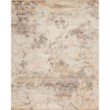 Tuscany Hand Knotted Wool Area Rug in Snow/Ivory/Gray