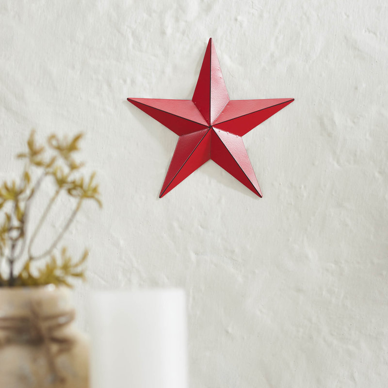 Étoile en métal rouille patinée festive, Rouge campagnard, H 8 po x l 8 po x P 0,75 po