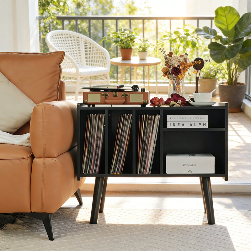 Record Player Stand | Vinyl Storage | Heavy Duty | Audio Tower | Media Center