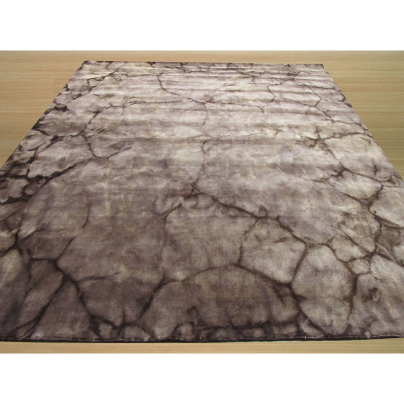 Tapis contemporain gris anthracite en laine noué à la main Luthersville, Rectangulaire 3 pi x 5 pi
