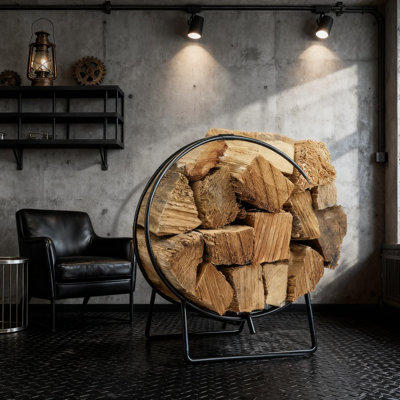 Support à cerceaux en bois de chauffage robuste pour l'intérieur et l'extérieur, entièrement assemblé et pliable pour un rangement facile