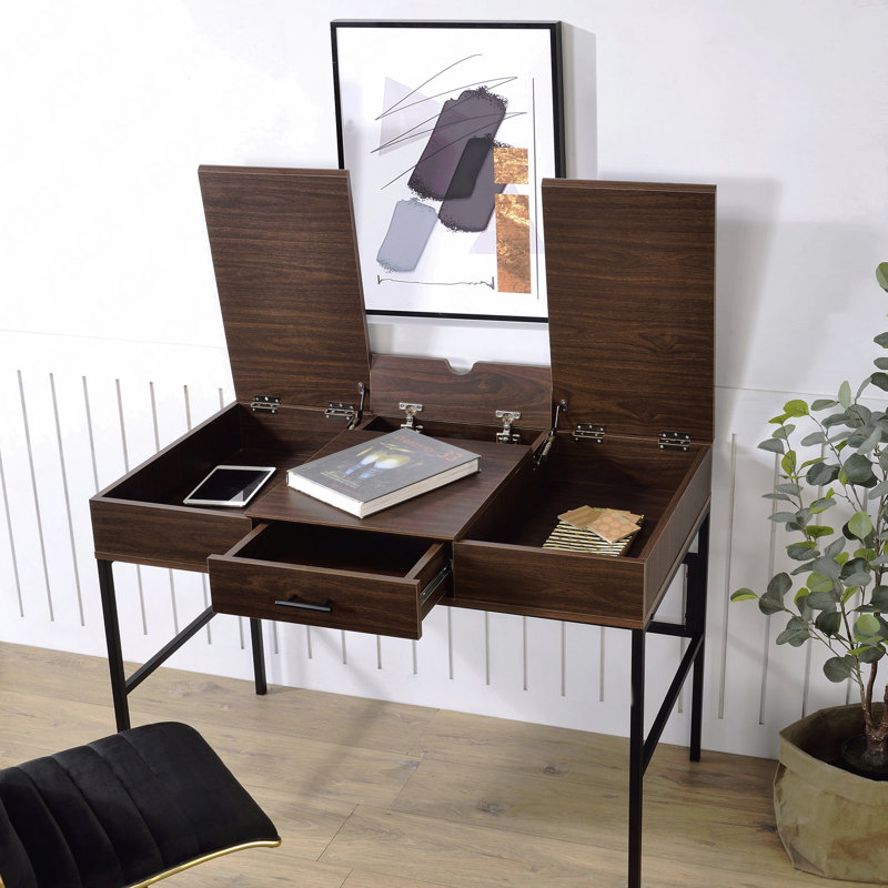 Bureau d'écriture avec finition chêne et noir, Brown