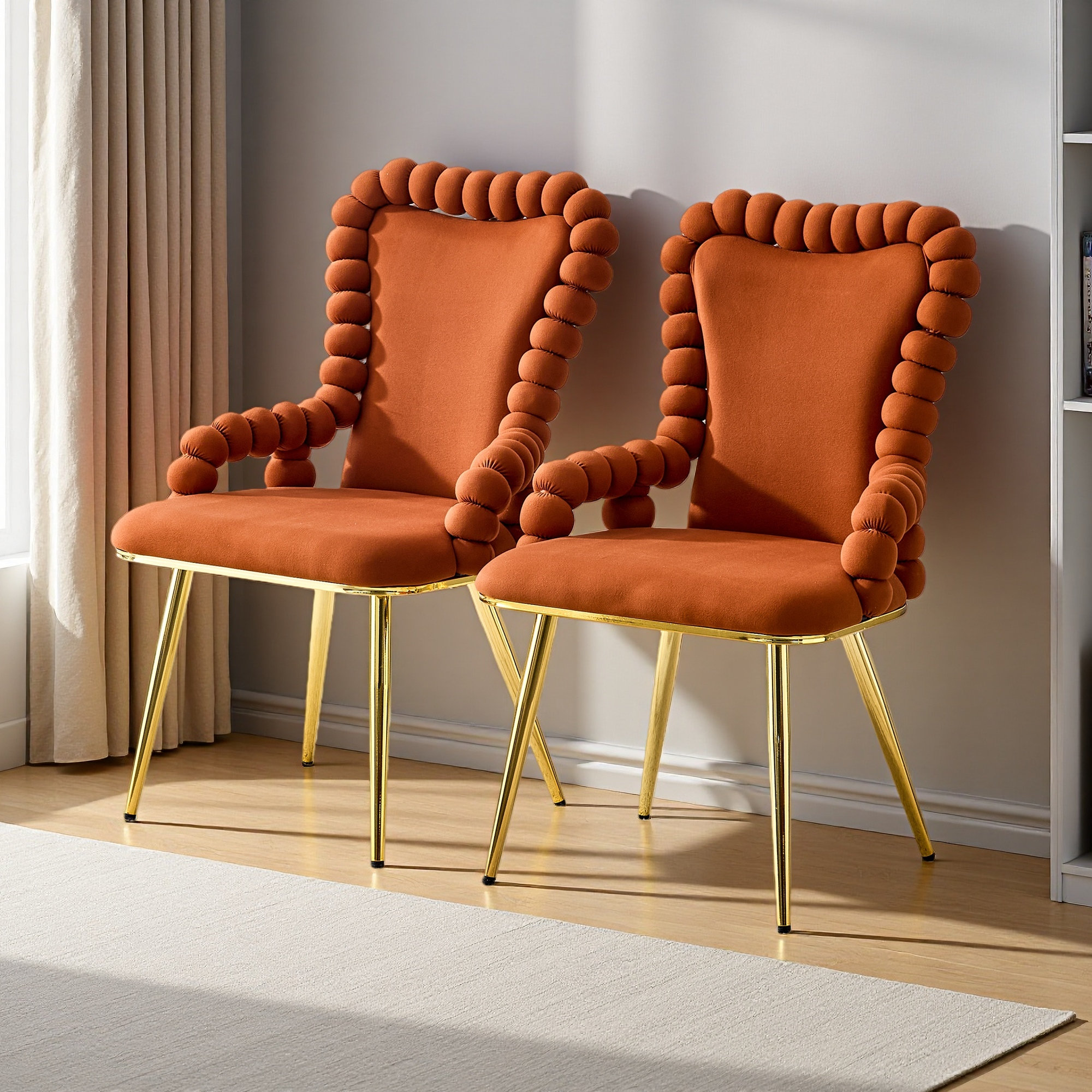 Red Barrel Studio Set Of 2 Velvet Dining Chairs With Gold Legs ...