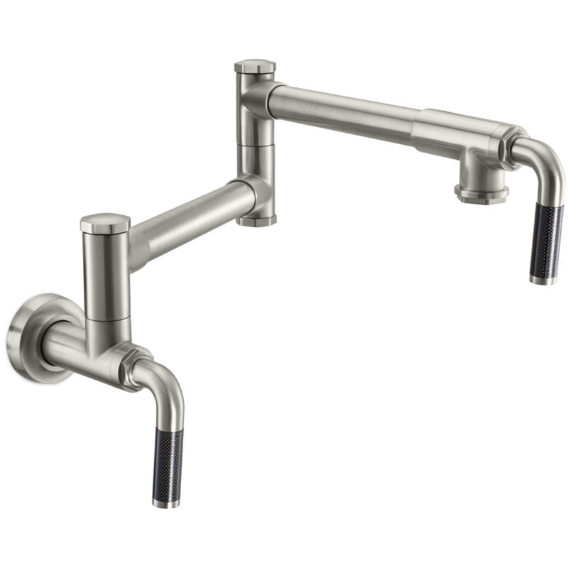 Descanso Pot Filler Dual Handle Wall Mount, Polished Brass