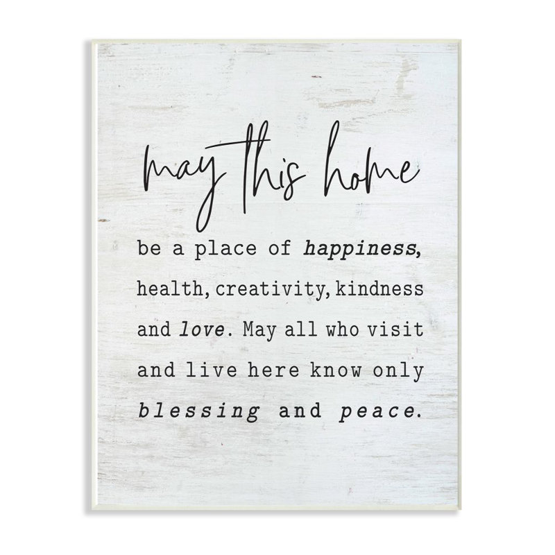 «May this home» par lettré et doublé - reproduction d'art texturée, Plaque murale, H 15 po x l 10 po x P 0,5 po