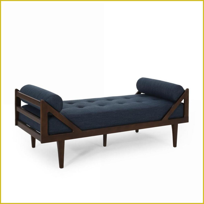 Chaise longue confortable en tissu pour le salon | Bleu marine | Courbé