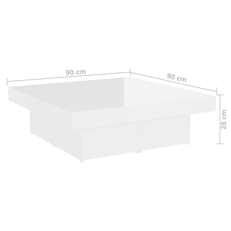 Allete Block Coffee Table, High Gloss White