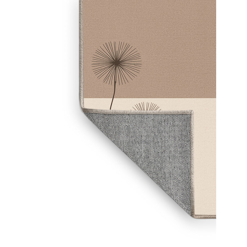 Tapis beige pissenlit minimaliste transparent lavable à la machine - reliure beige, 5 x 8