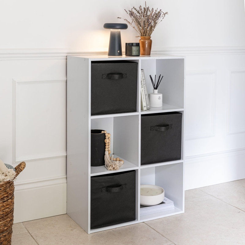 Northville 61cm W Cube Bookcase, White/Black, (6 Shelves) 91cm H x 61cm W x 30cm D
