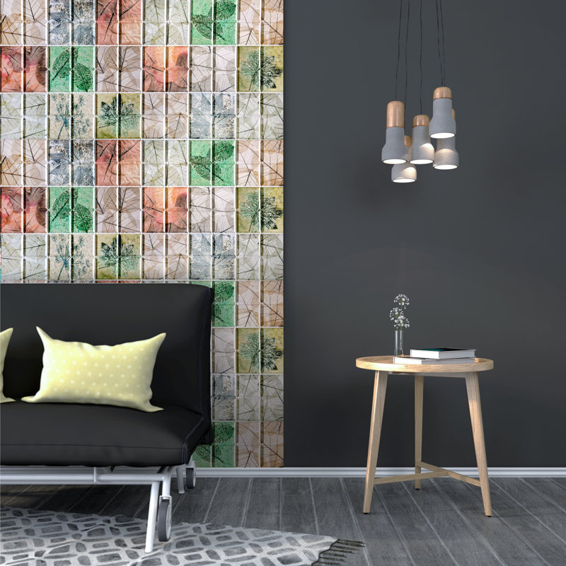 Panneau mural en vinyle l 38 po x l 19 po beige/vert Falkirk 3D