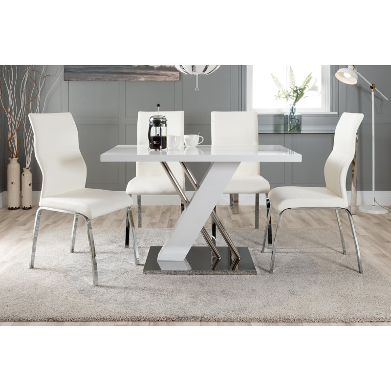 Eubanks Dining Set with 4 Chair, White