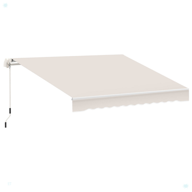 Patio Retractable Awning, Manual Exterior Sun Shade Deck Window Cover, Beige
