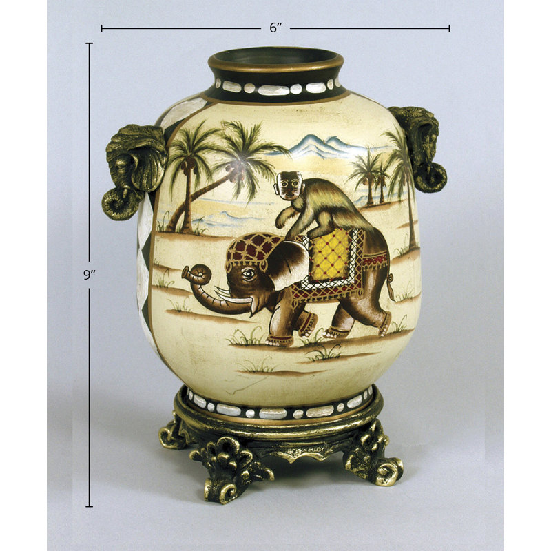 Monkey Riding Elephant Table Vase