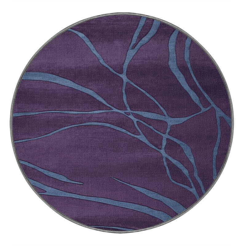 Tapis mauve lavable à la machine, Rond 3 pi