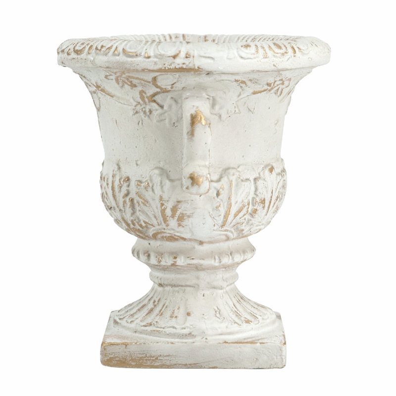Outdoor Classical Urn Planter - 9.5" x 9.5" x 10.5" - White/Gold