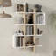 Floating Wall Mounted Bookshelf, 41.4” Geometric Wall Shelf With 8 Display Shelves & 2 Cubby Boxes