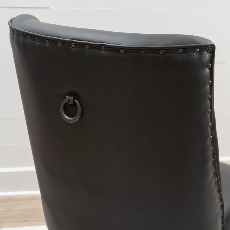 Chaise d'appoint Astrid en similicuir noir (ensemble de 2), Noir, Noir
