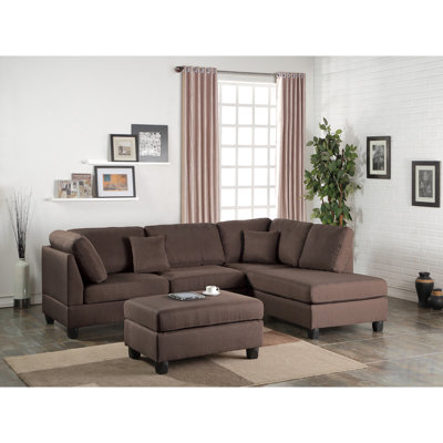 Canapé modulaire réversible avec repose-pieds 3Pcs