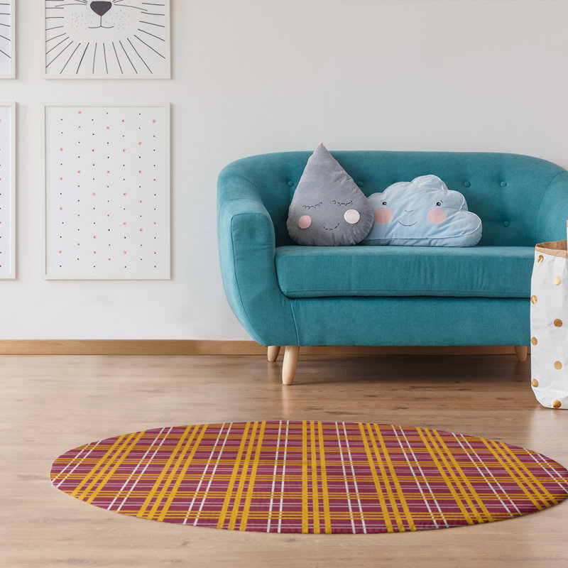 Tapis rouge à carreaux, Rond 5 pi