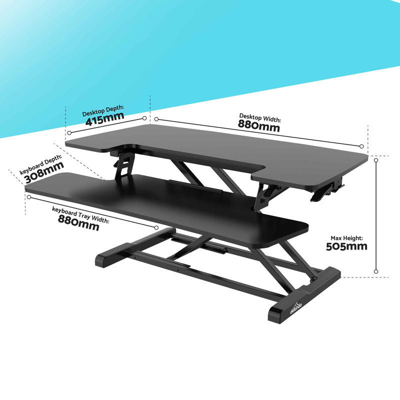 Adjustable Metal Base Standing Desk Converter, 50.5cm H x 88cm W x 41.5cm D
