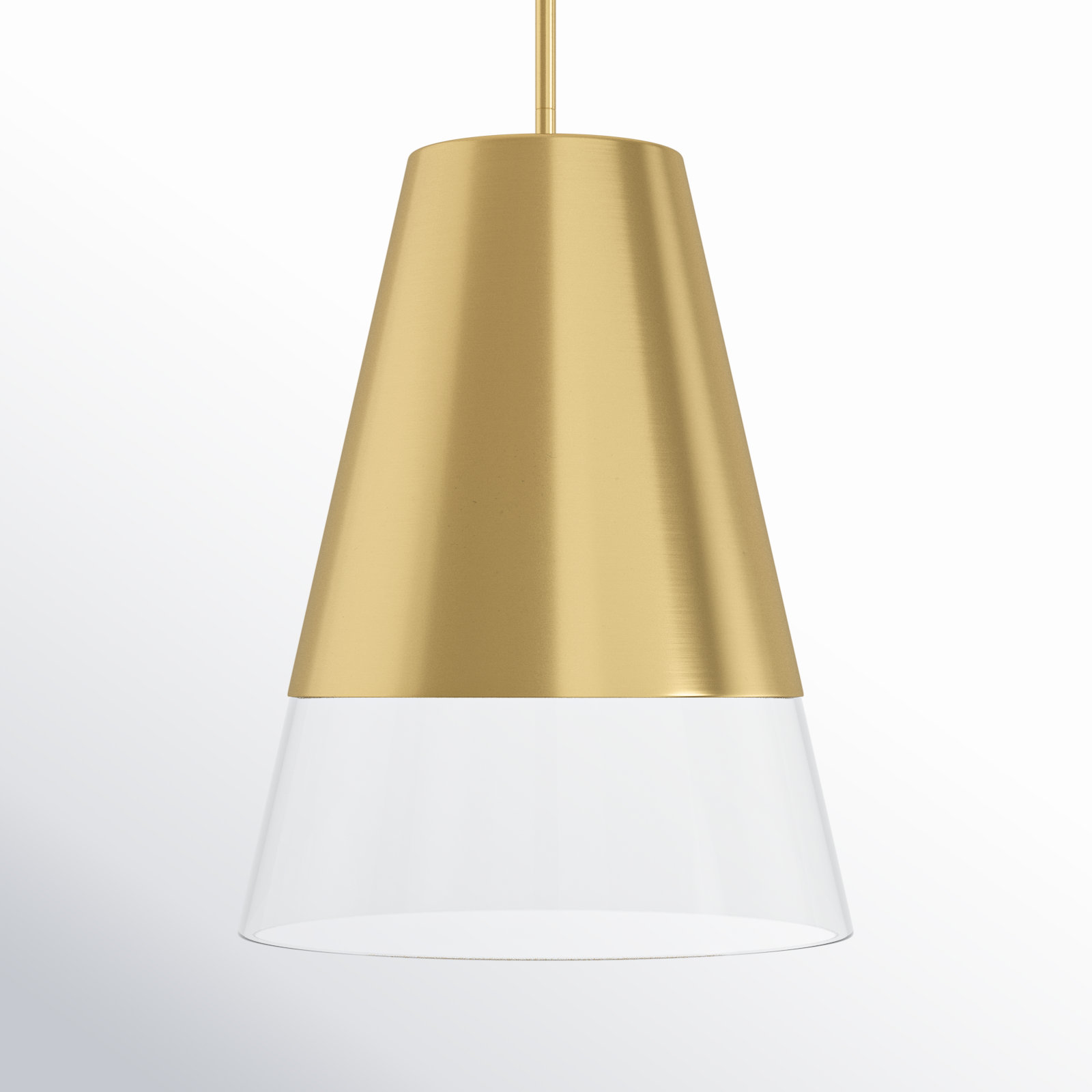 Crowne Single Light Glass Dimmable Pendant, Brushed Gold