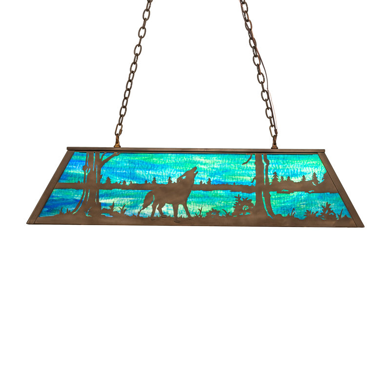 48" Long Wolf At Lake Oblong Pendant