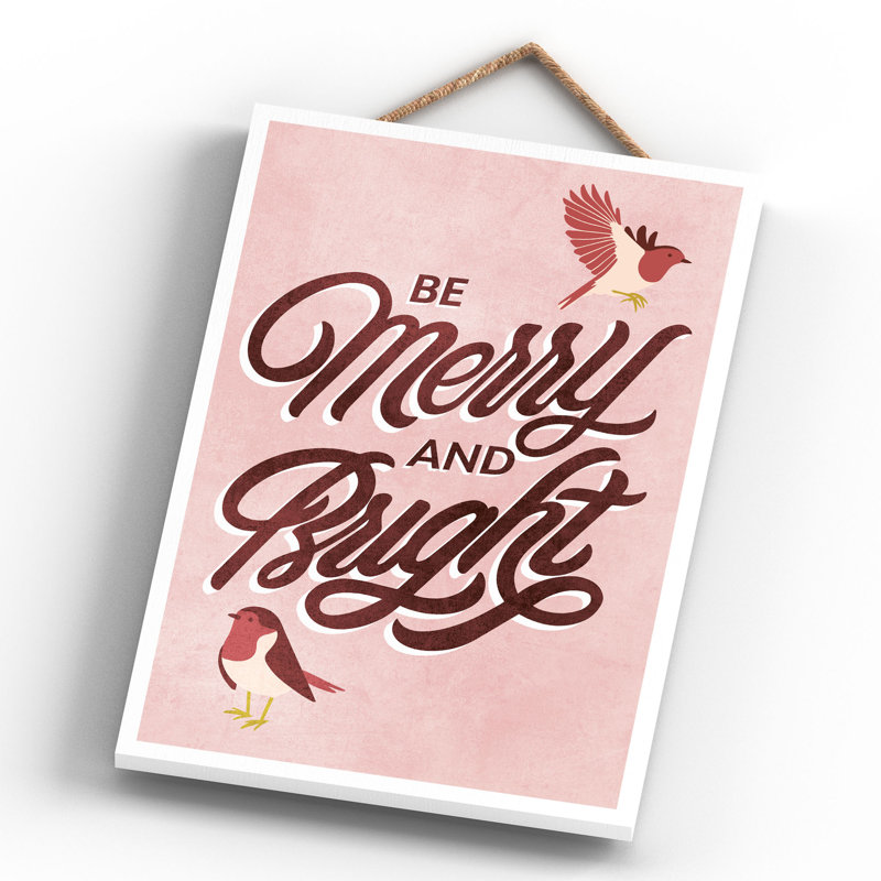 Xmas Be Merry and Bright Wooden Plaque, 28.5cm H x 18.5cm W x 0.9cm D