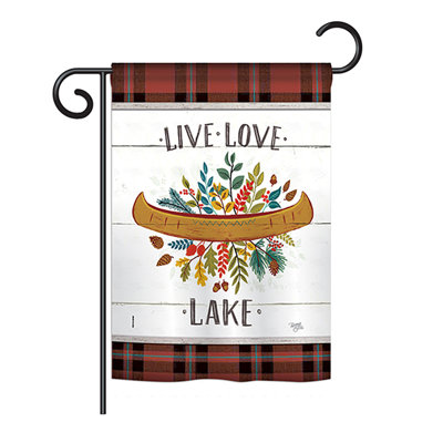 Mélange de polyester 2 côtés 18,5 x 13 po live love lake drapeau de jardin