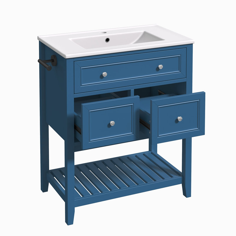 Meuble-lavabo 30 po avec lavabo en céramique, Marine