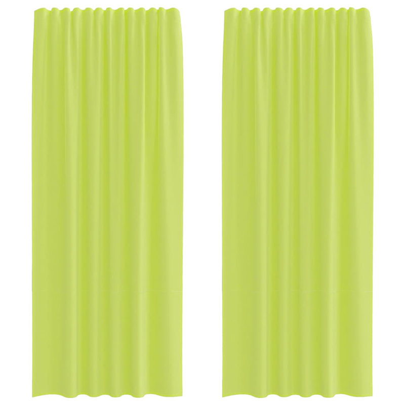 Voile Curtains With Rod Pockets 2 Pcs, Apple Green, 140cm Width x 245cm Drop
