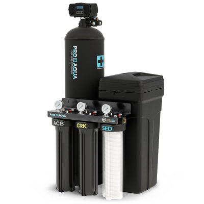 PRO+AQUA PRO-E-S45E Whole House Water Filtration System with 45,000 Grain Softener Combo | Well & City Water