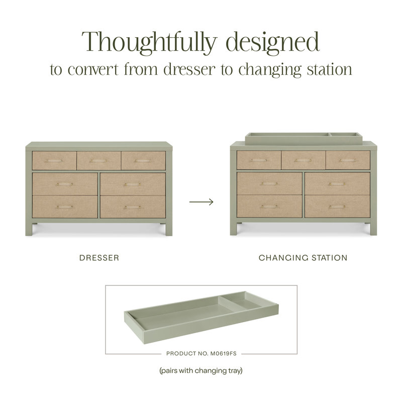 Eloise 7-Drawer Assembled Dresser, French Sage/Performance Sand Eco-Weave
