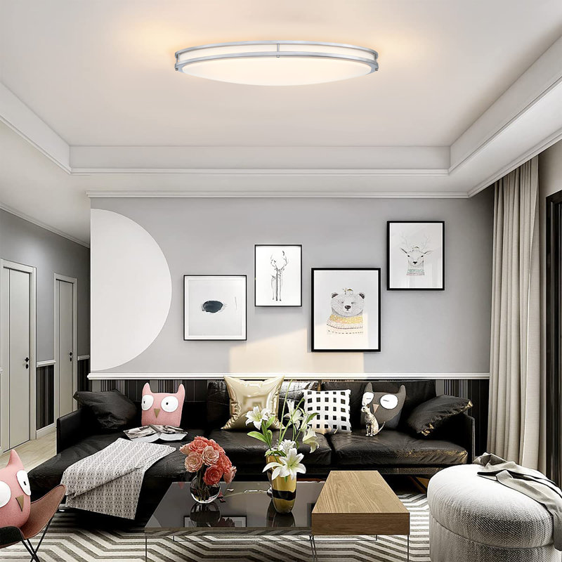 Selectable LED 2700K, 3000K,3500K, 4000K, 5000K Flush Mount Ceiling Light, Brushed Nickel, 3.5" H x 32.8" W x 18.12" D