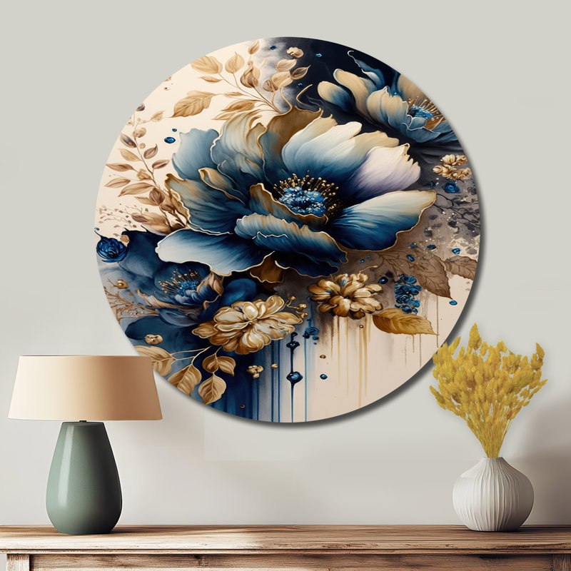 Gistel - Art floral rond en métal, H 36 po x l 36 po
