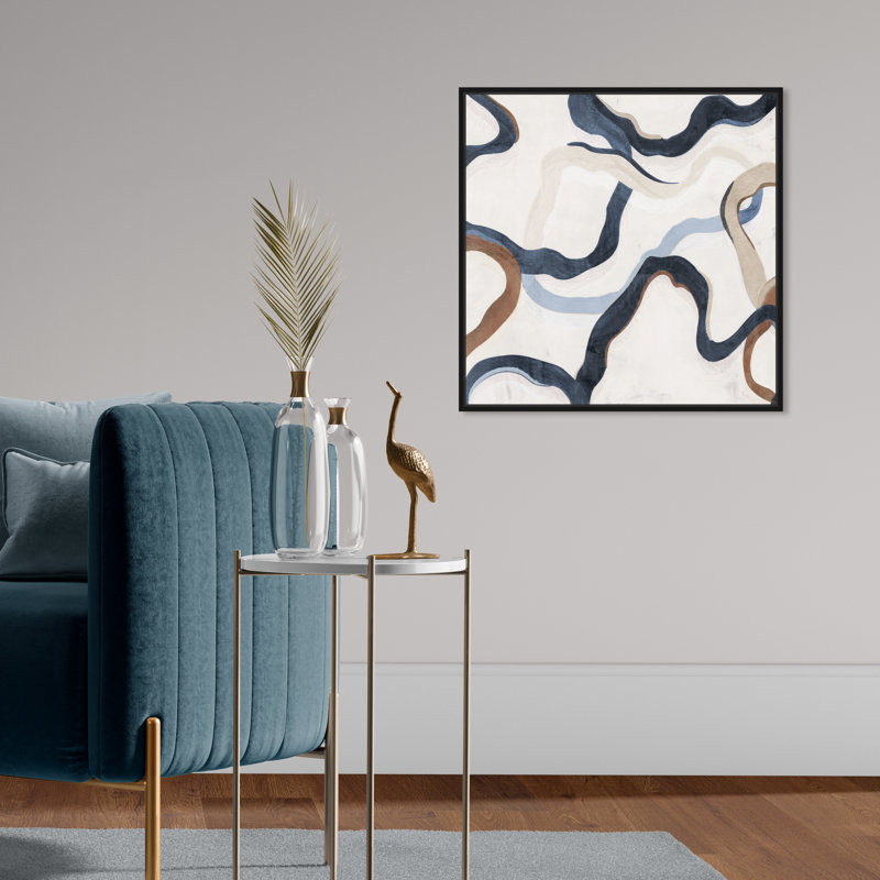 Sentiers de la vie III - peinture sur toile, Cadre noir, H 21 po x l 21 po
