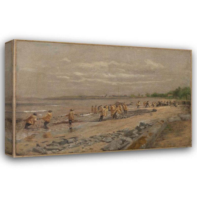 "Hauler the seine" par Thomas Eakins, reproduction d'art sur toile tendue avec châssis, H 40 po x l 28 po