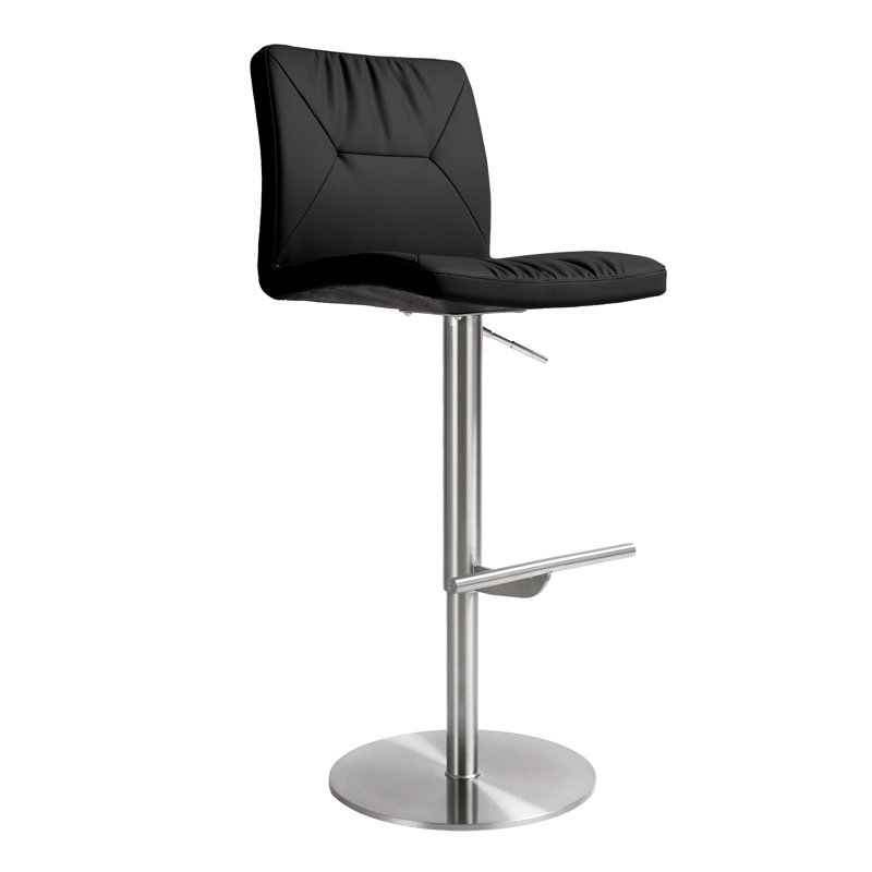 Tabouret ajustable en cuir Lowgan, Noir, noir, noir, noir