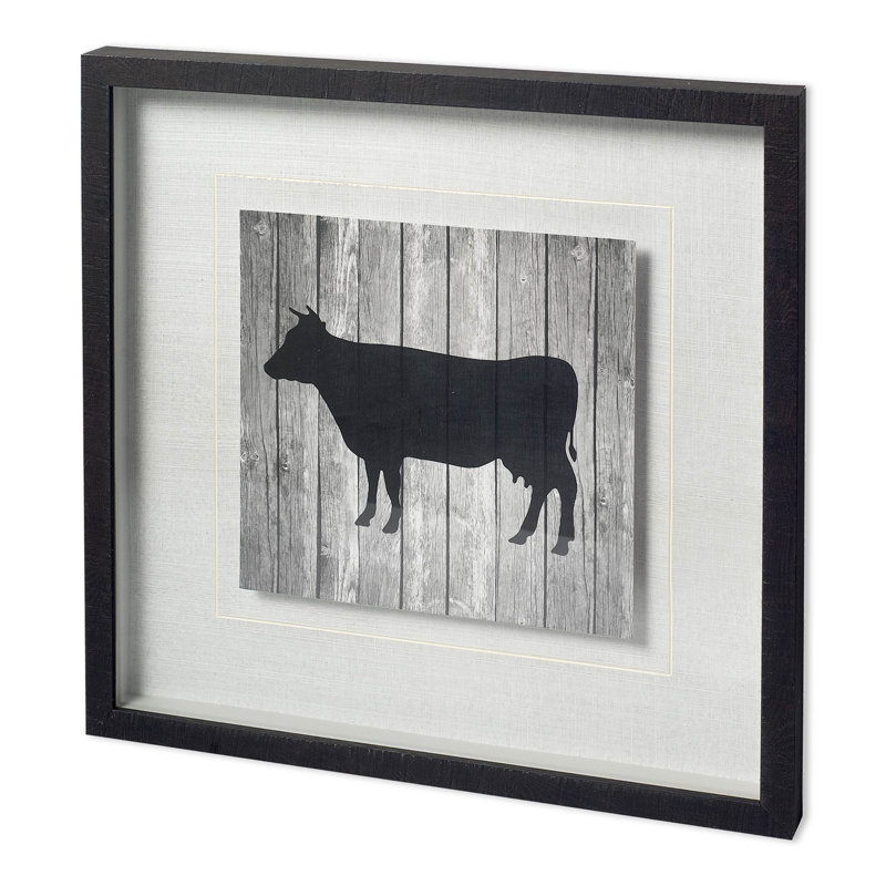 Barn Cow by Tandi Venter a Hand Embelished Textured Framed Art Print Matted under Glass, Barn Cow