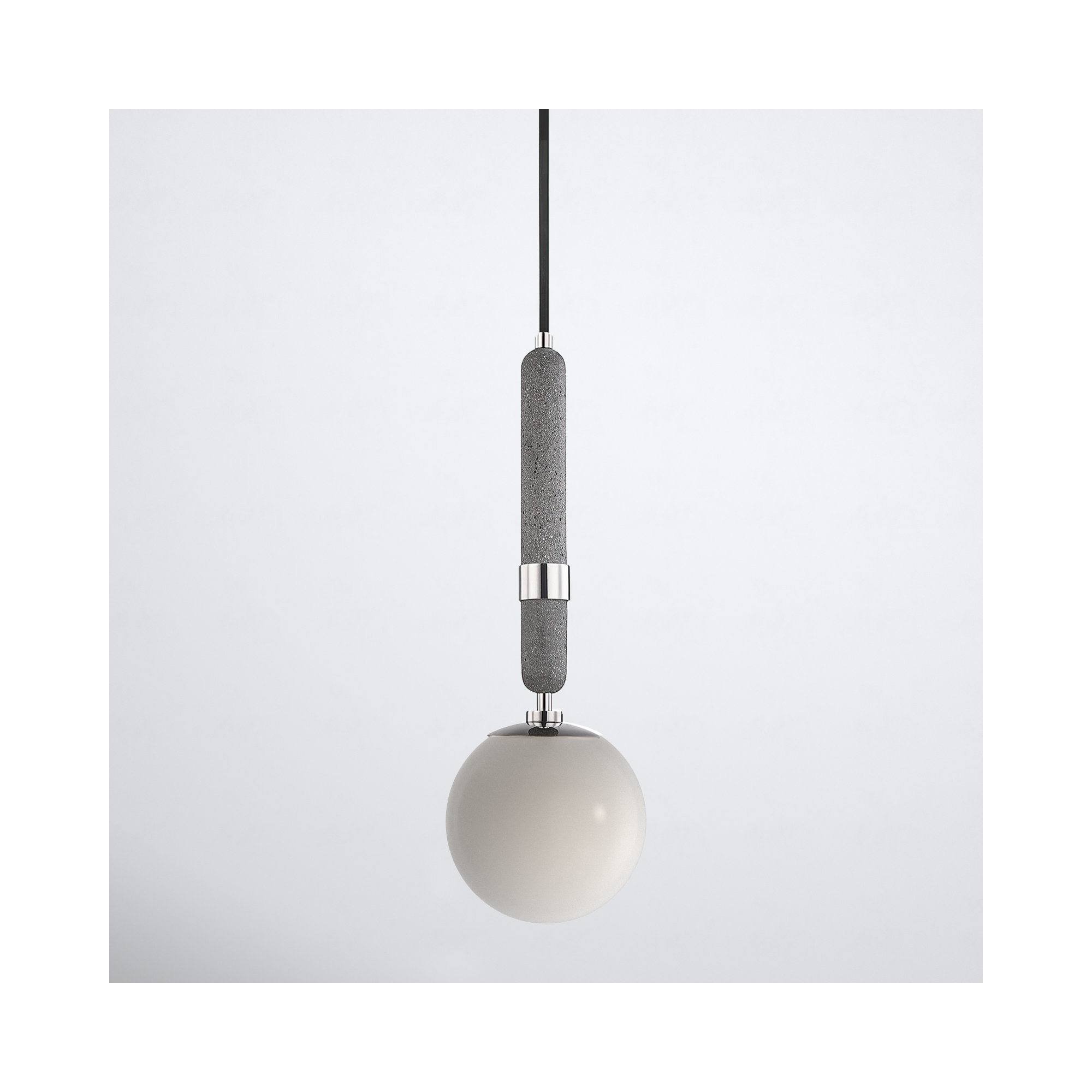 Harley Single Light Glass Pendant, Polished Nickel, 26.75" H x 9.5" W x 9.5" D
