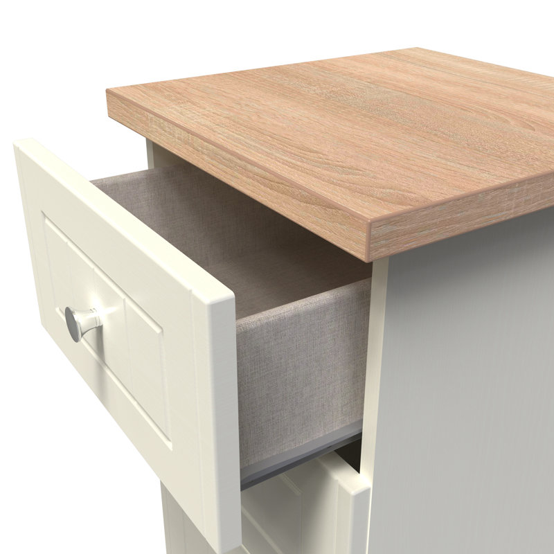 Vienna Fully Assembled Vienna 3 Drawer Bedside, Cream Ash/Bardolino
