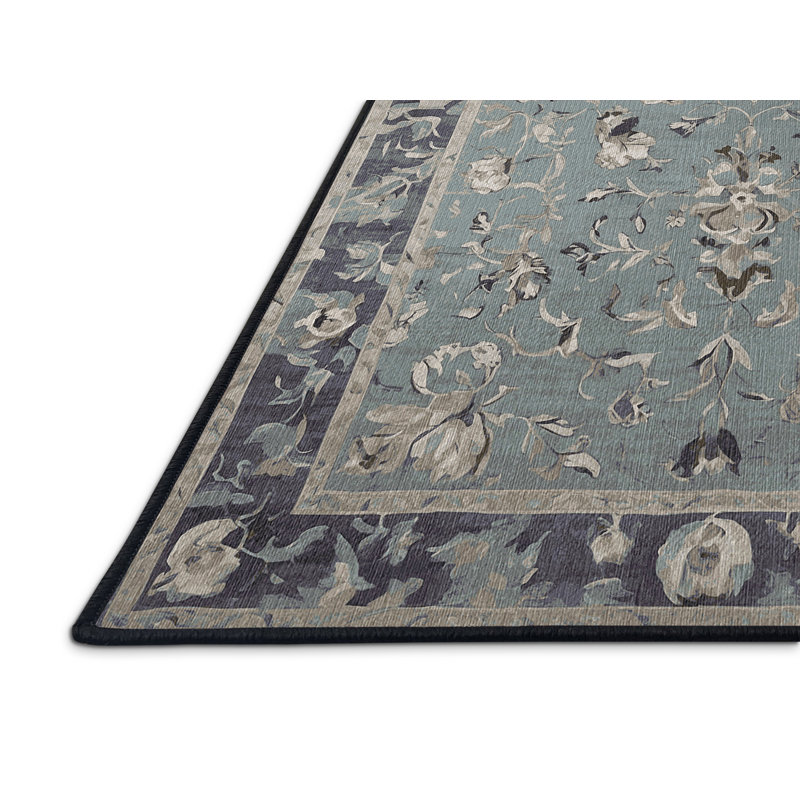 Tapis gris lavable à la machine, Rectangle 7 pi x 10 pi
