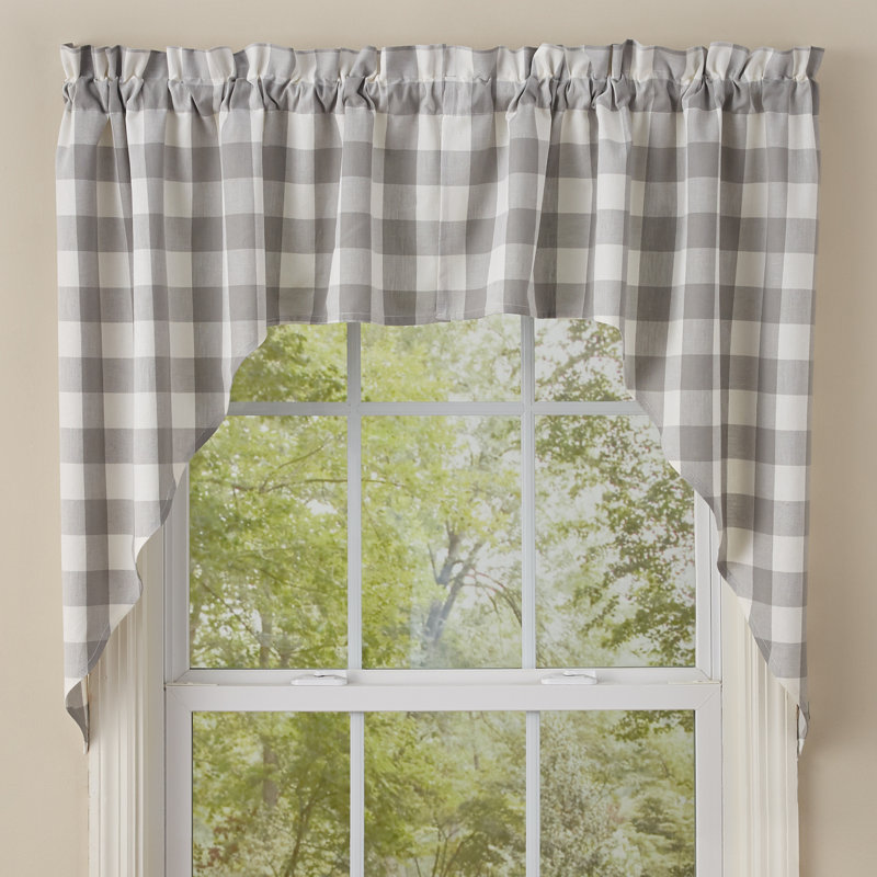 Dae Cotton Plaid Swag Window Valance, Gray