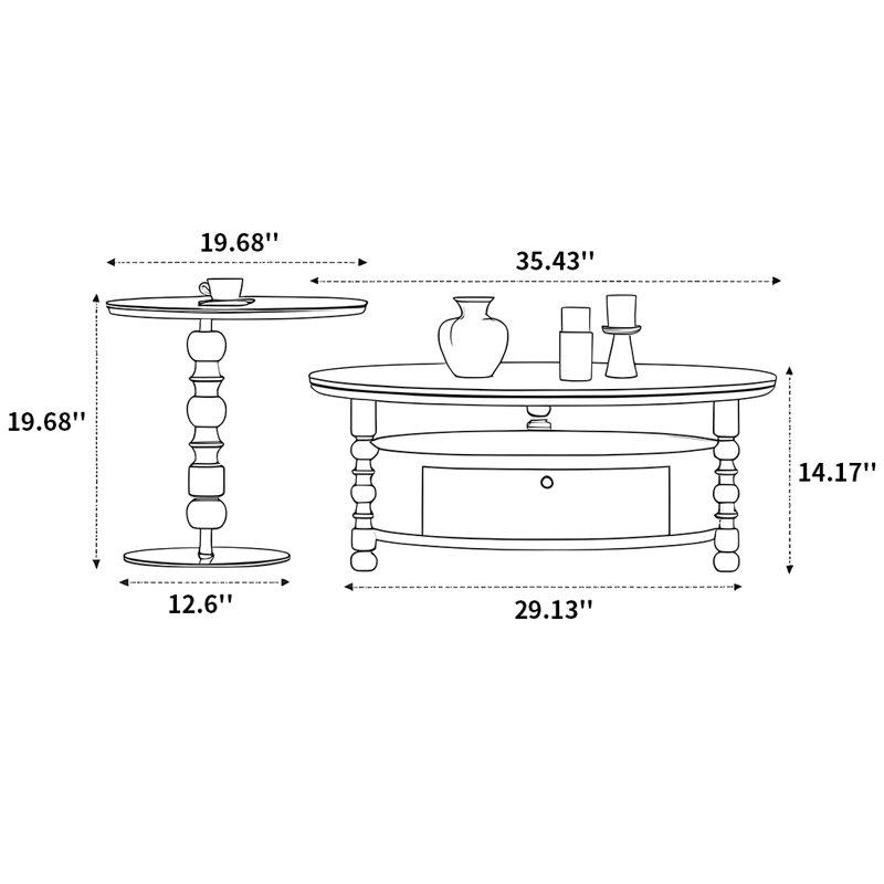 Ensemble de tables basses en bois de style français