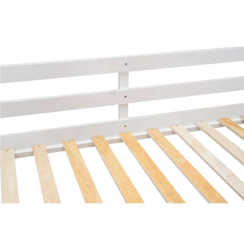 Lit superposé en bois avec échelle, Blanc, Simple sur grand